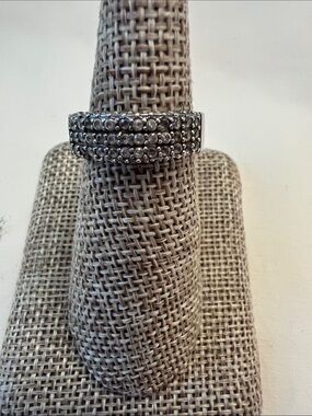 Sterling Silver Pave Crystal Band Ring size 7